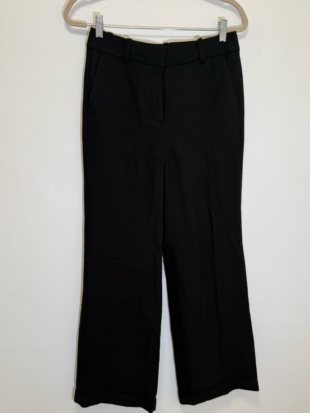 J. Crew Black - High-Waist Wide-Leg Cuffed Pants - size 4 (NWT)